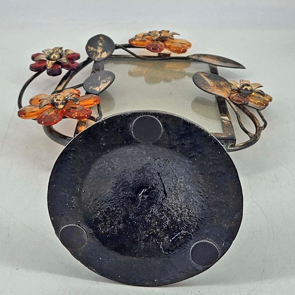 Vintage style footed metal leaf jewel flower Photo Picture Frame - Picture 5 of 5